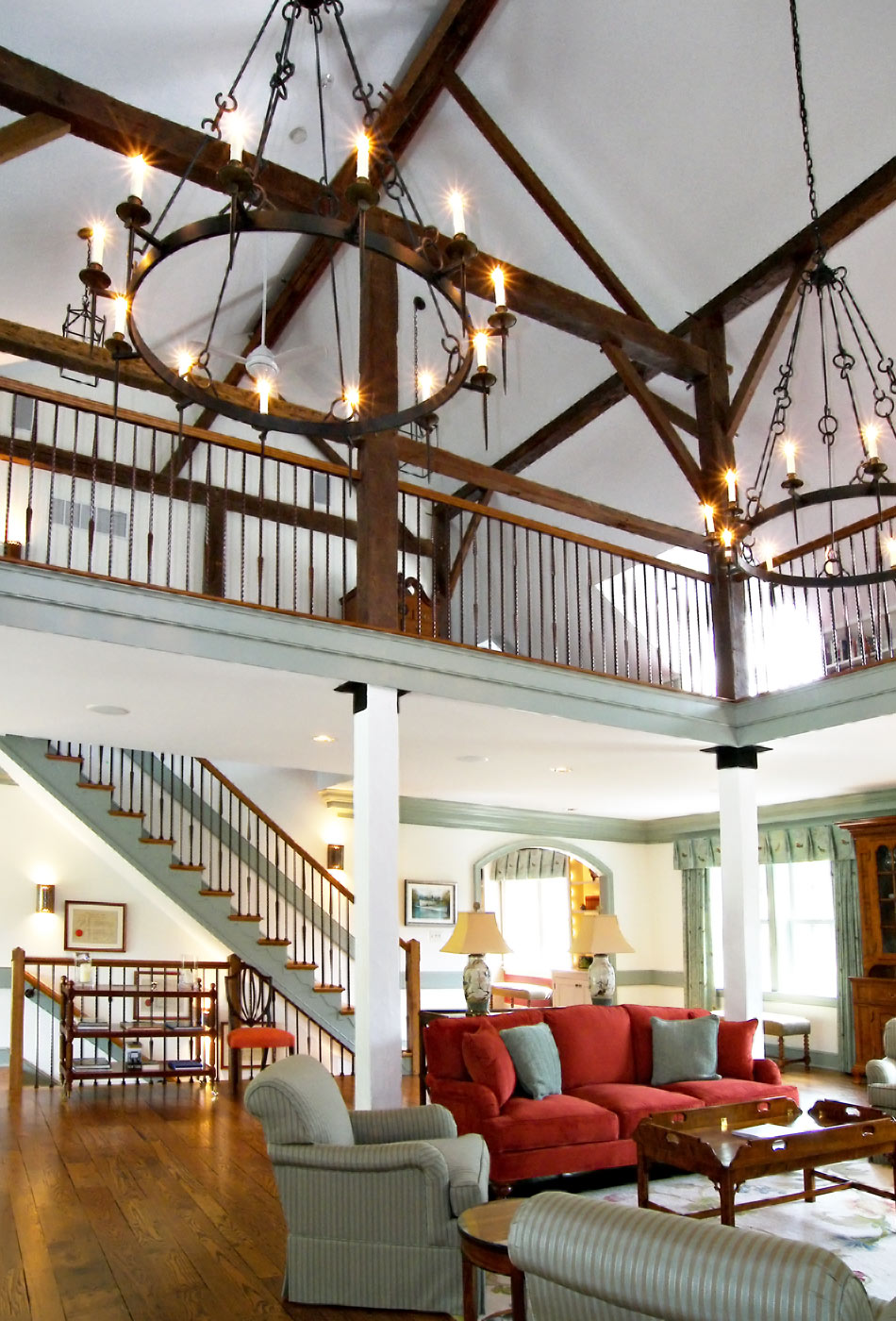 Barn house double height living room