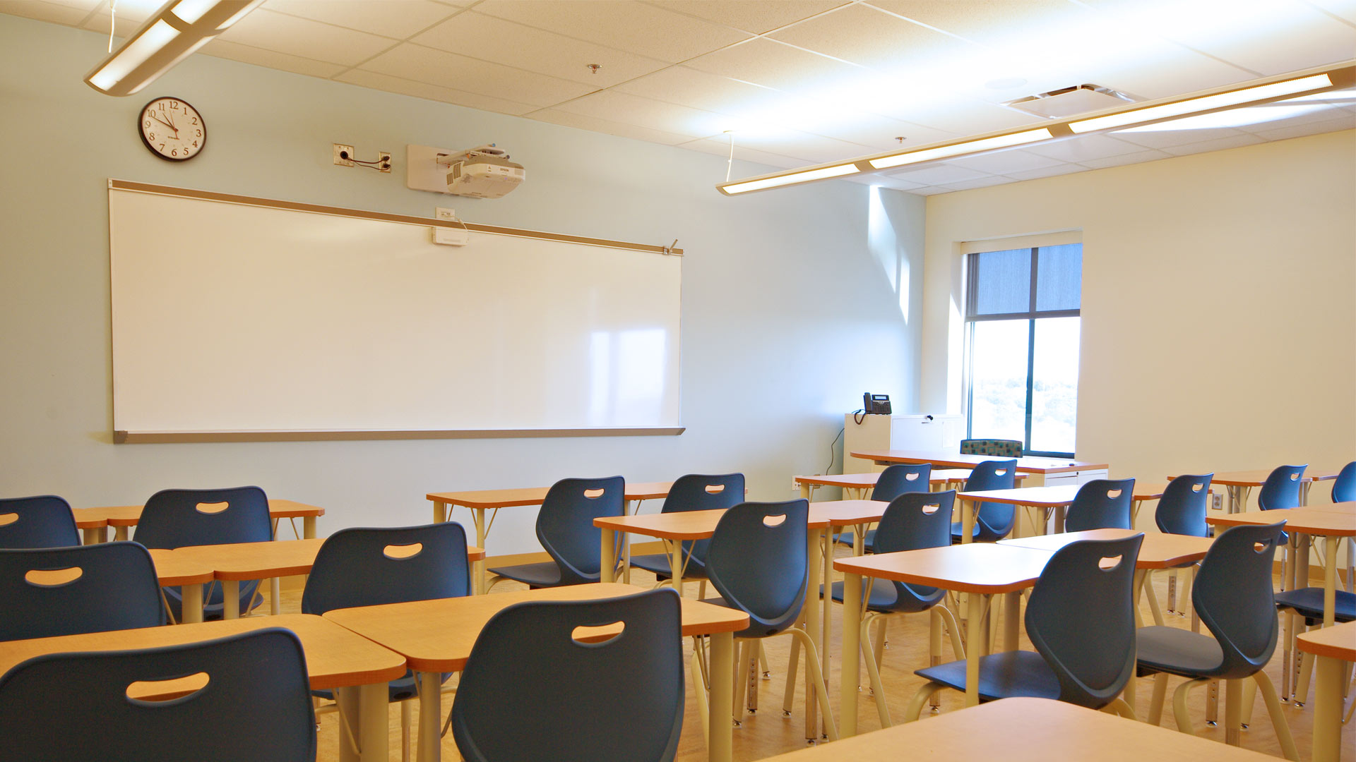 classroom with smartboard