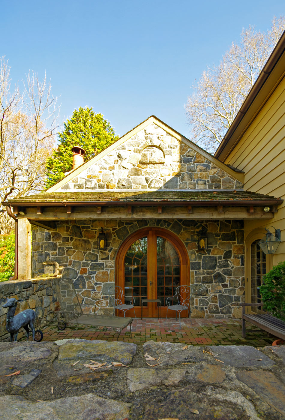 curved french doors from exterior