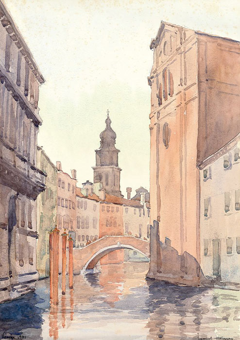 watercolor scene of Venice, Italy