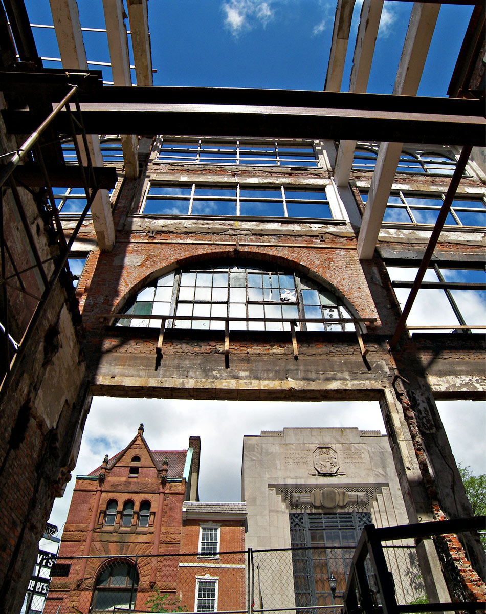 View from inside gutted shell