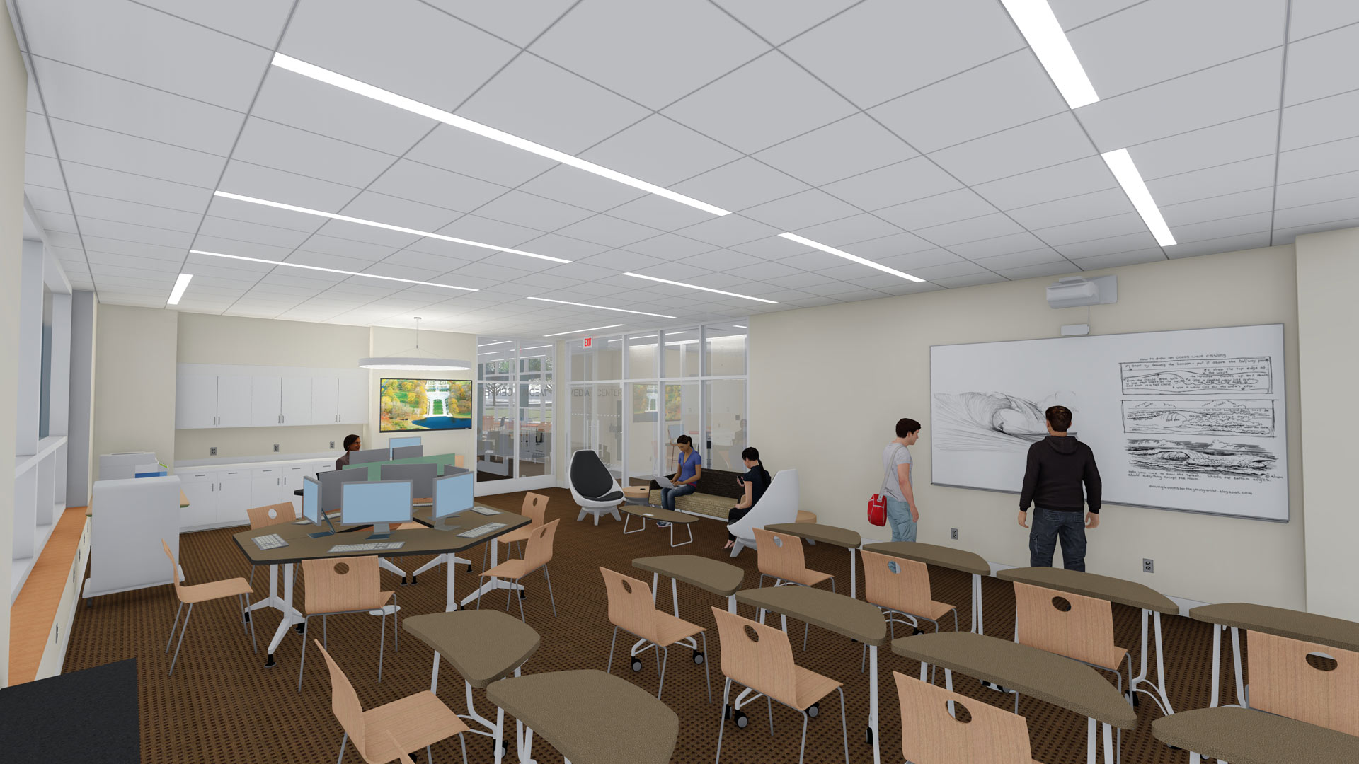 3-D rendering of media lab- Wilmington University