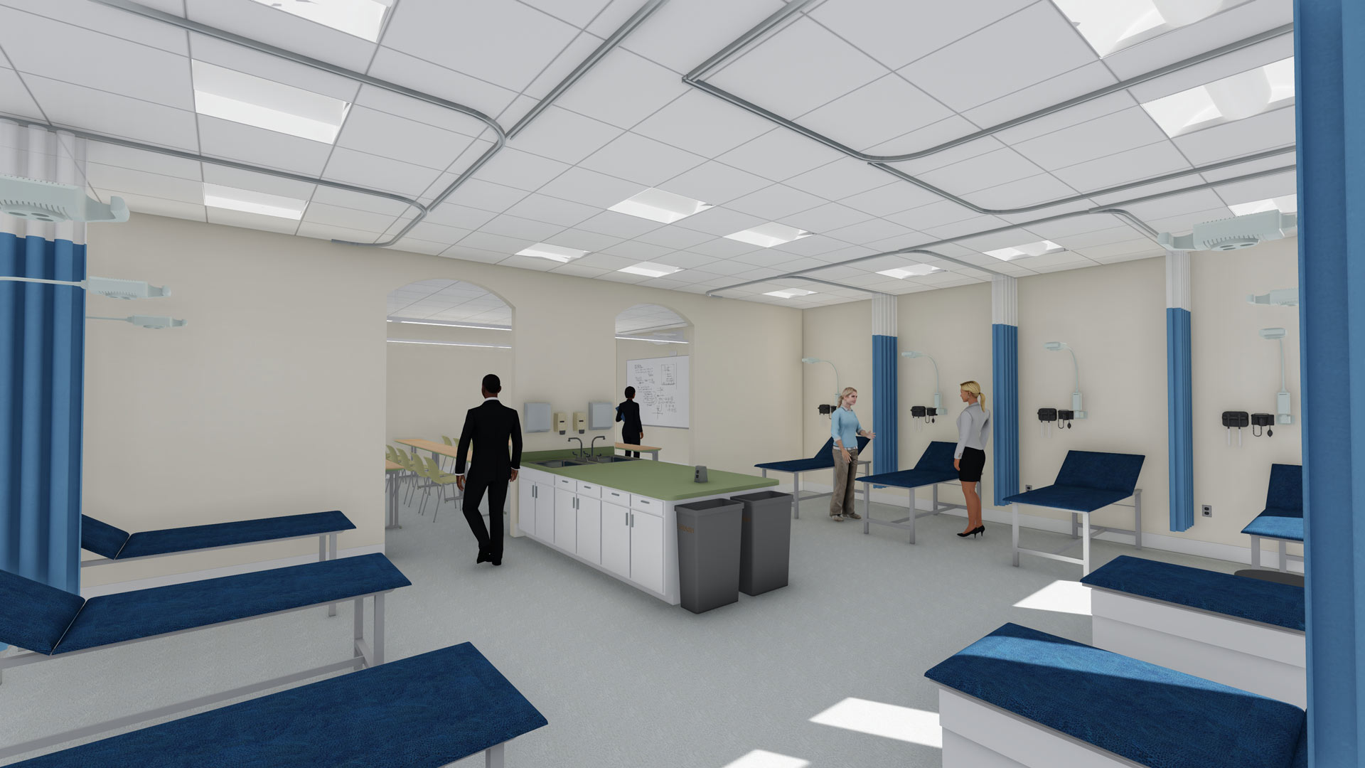 3-D rendering of nursing lab- Wilmington University