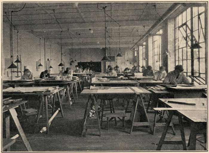 vintage photo of women drafting at Cambrifge School