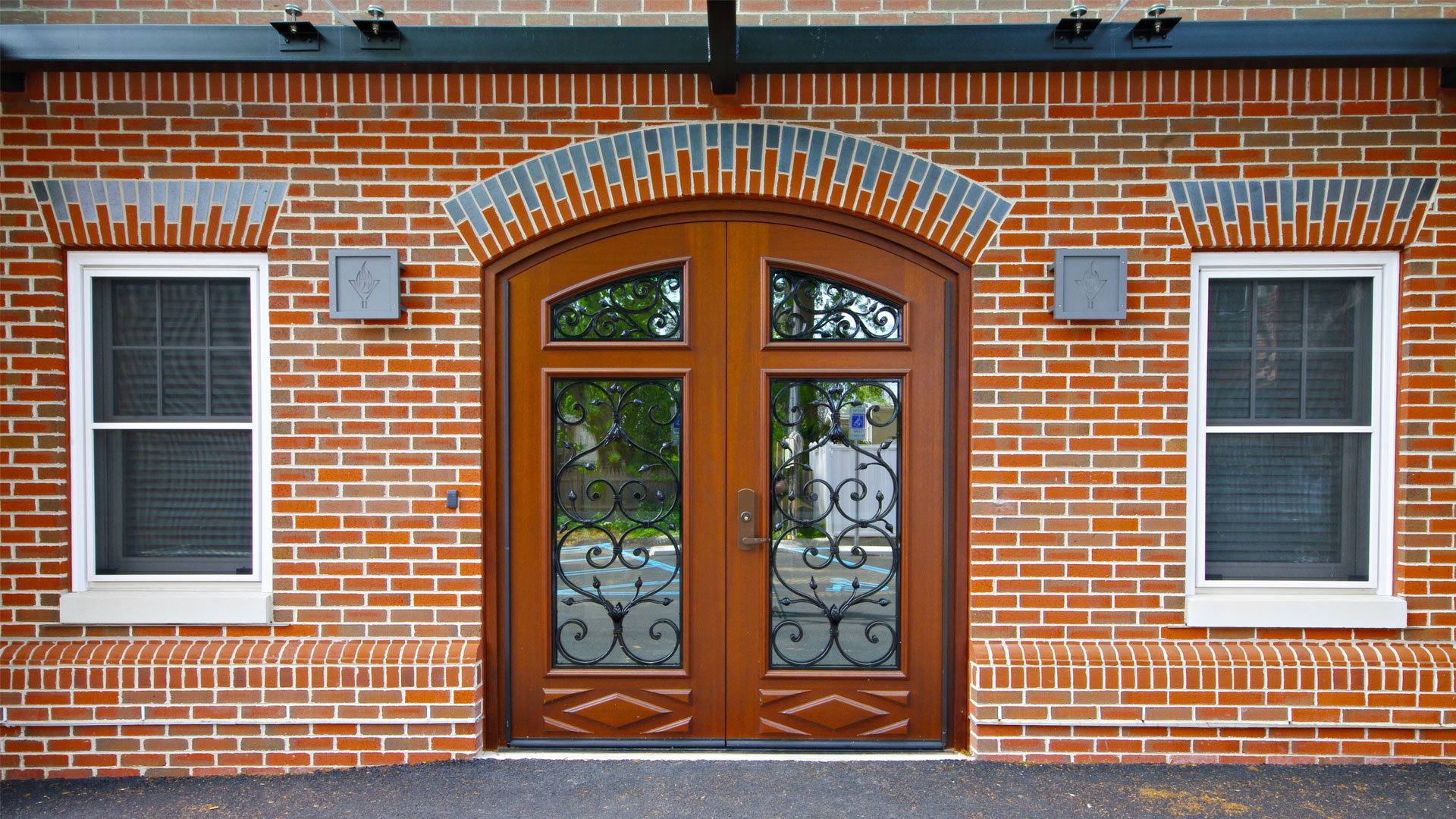 back door with wrought iron details