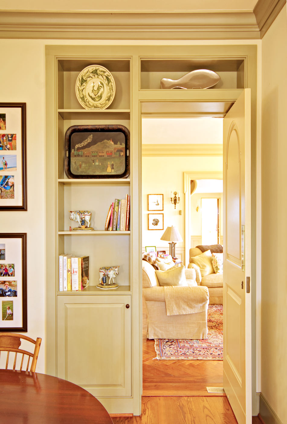 doorway built in shelving millwork