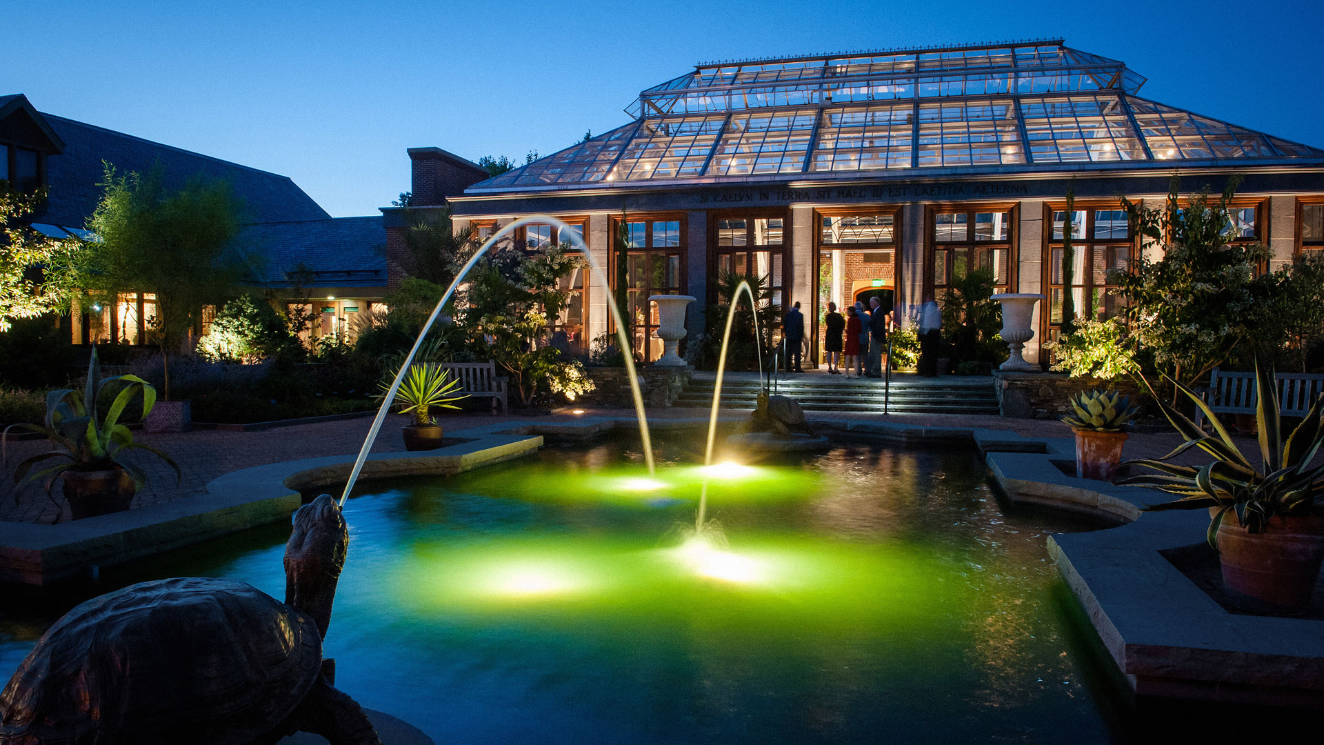 Tower Hill Orangerie lit up at night