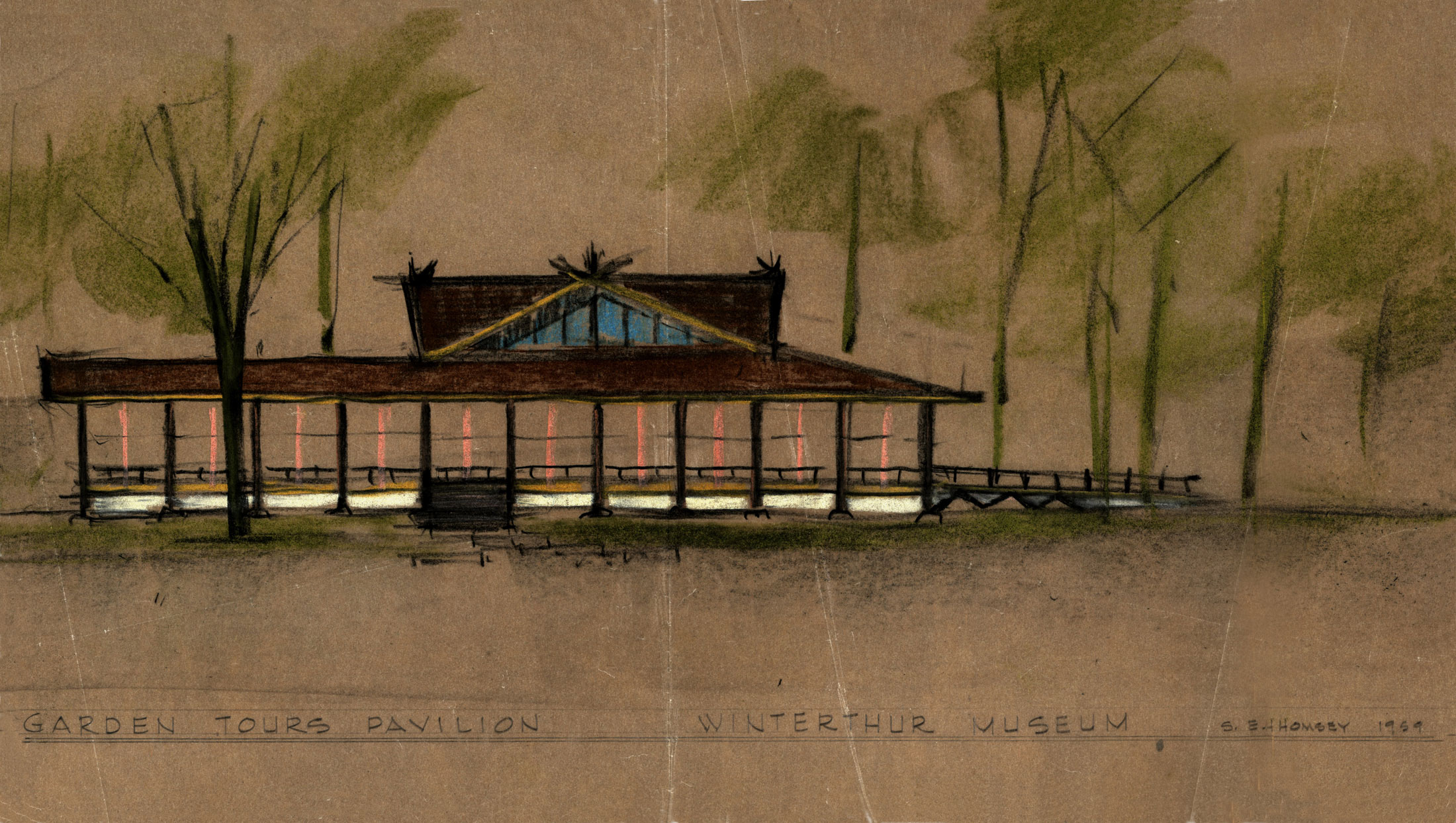 Sam Homsey's sketch of the Winterthur Visitor's Pavilion
